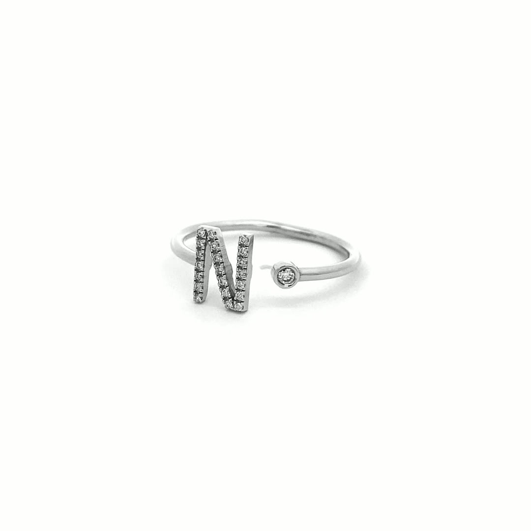 14K Gold Diamond Initial Ring N(0.10ct) - dagatchi.com