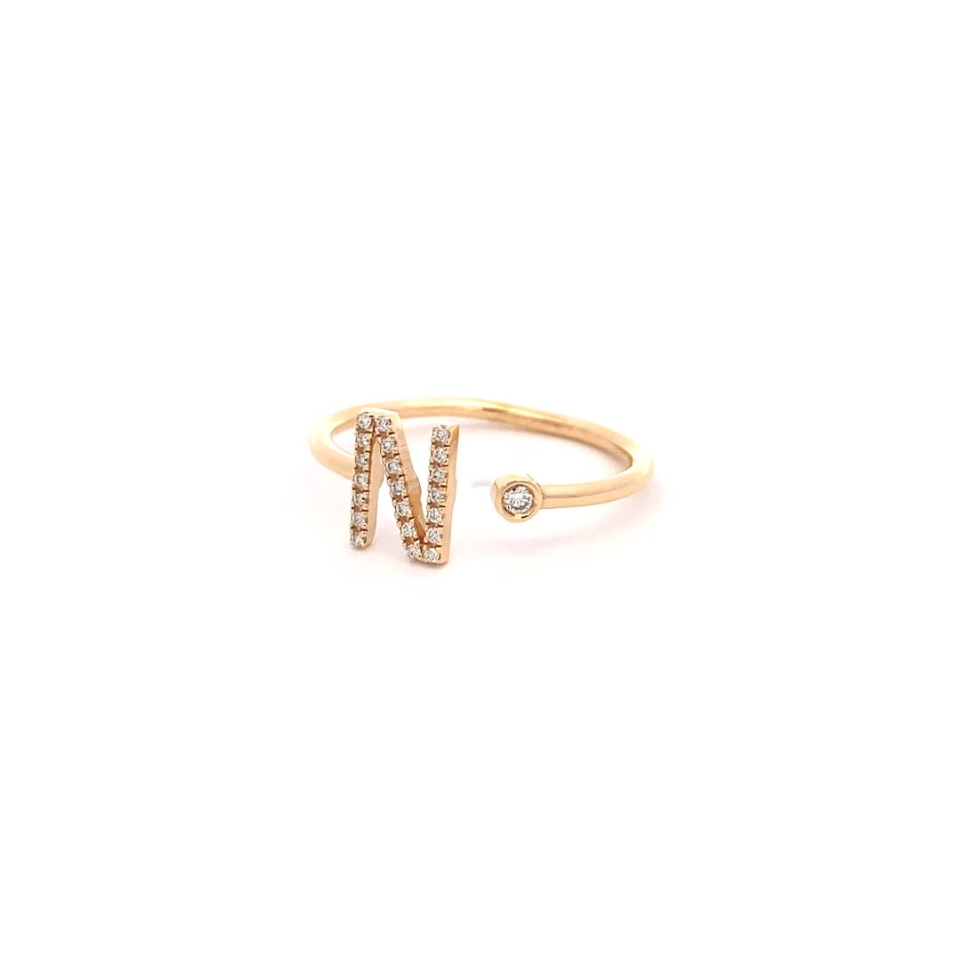 14K Gold Diamond Initial Ring N(0.10ct) - dagatchi.com