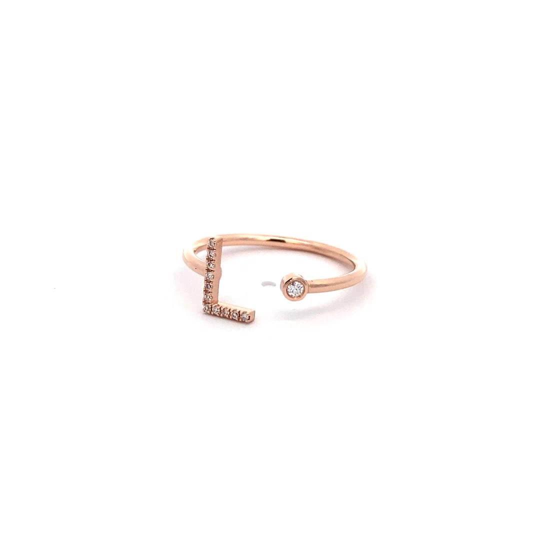 14K Gold Diamond Initial Ring L(0.06ct) - dagatchi.com