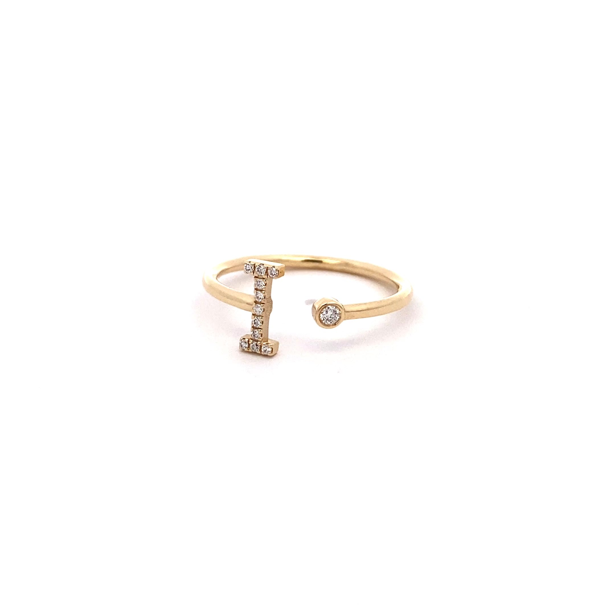 14K Gold Diamond Initial Ring I(0.06ct) - dagatchi.com