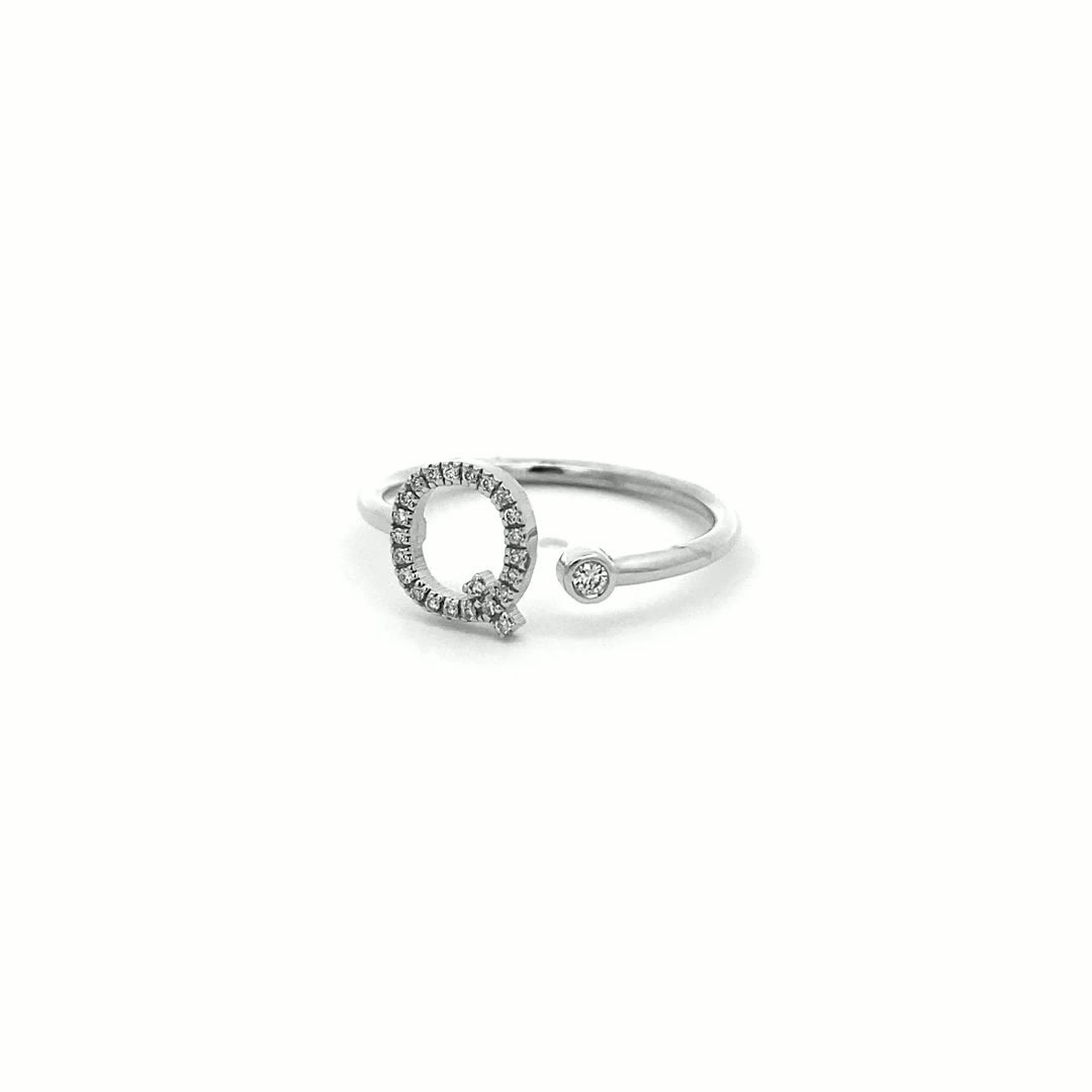 14K Gold Diamond Initial Ring Q(0.11ct) - dagatchi.com