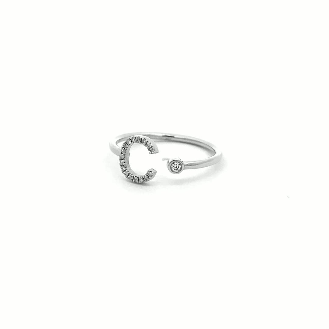 14K Gold Diamond Initial Ring C(0.08ct) - dagatchi.com