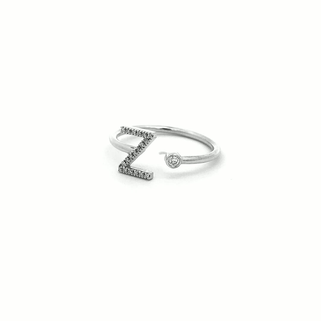 14K Gold Diamond Initial Ring Z(0.09ct) - dagatchi.com