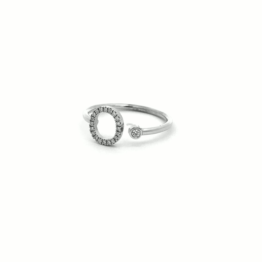 14K Gold Diamond Initial Ring O(0.09ct) - dagatchi.com