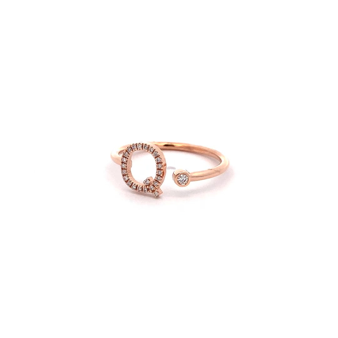 14K Gold Diamond Initial Ring Q(0.11ct) - dagatchi.com