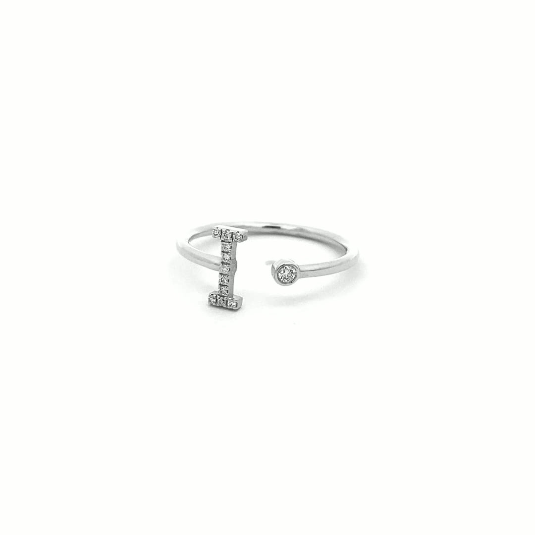 14K Gold Diamond Initial Ring I(0.06ct) - dagatchi.com