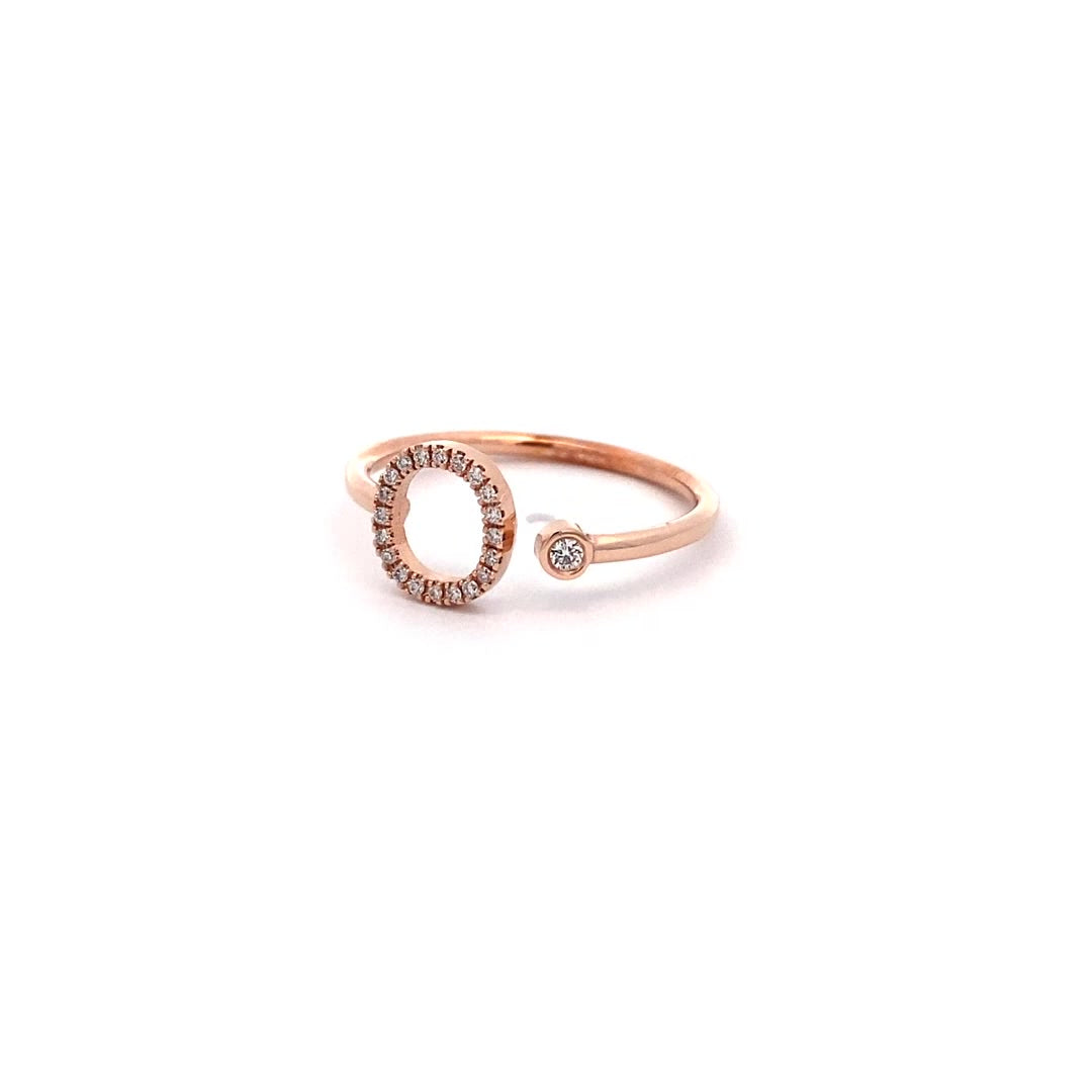 14K Gold Diamond Initial Ring O(0.09ct) - dagatchi.com