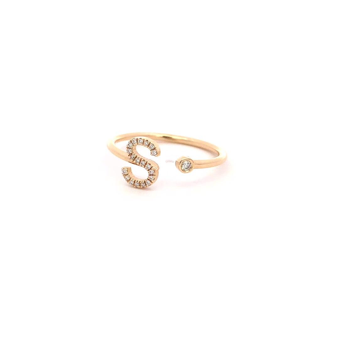 14K Gold Diamond Initial Ring S(0.09ct) - dagatchi.com