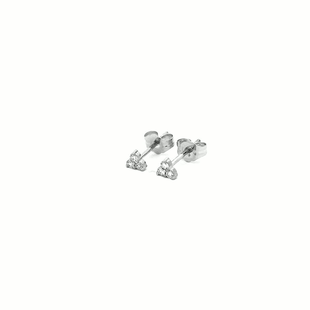 14K Gold 6-Diamond Triangle Earrings (0.13ct) - dagatchi.com