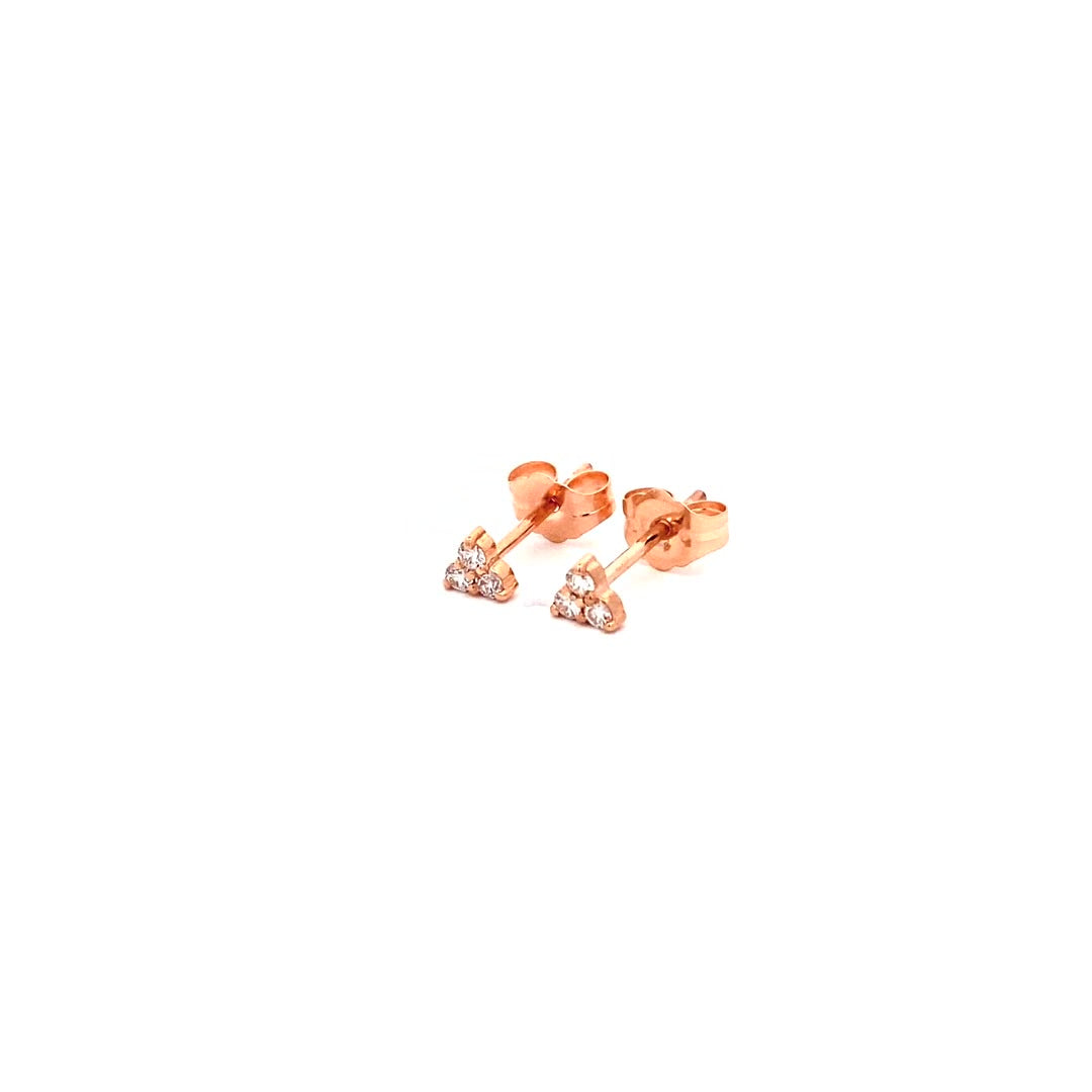 14K Gold 6-Diamond Triangle Earrings (0.13ct) - dagatchi.com