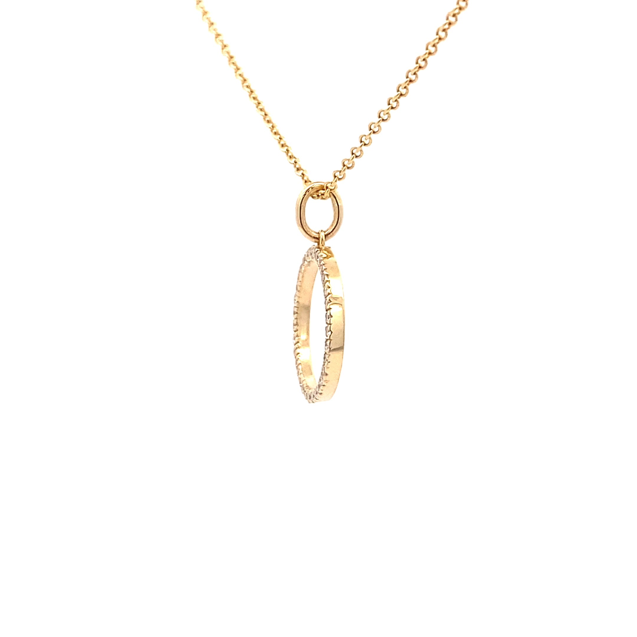 14K Gold Diamond Halo Circle Pendant(0.12ct) - dagatchi.com