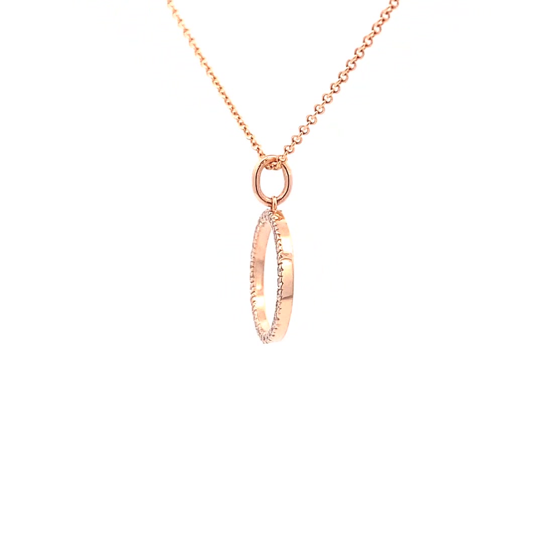 14K Gold Diamond Halo Circle Pendant(0.12ct) - dagatchi.com