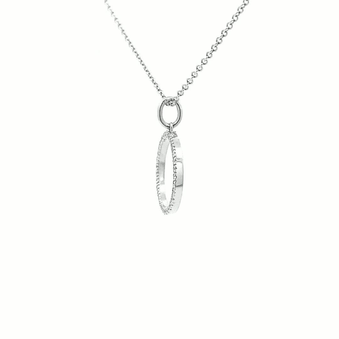 14K Gold Diamond Halo Circle Pendant(0.12ct) - dagatchi.com