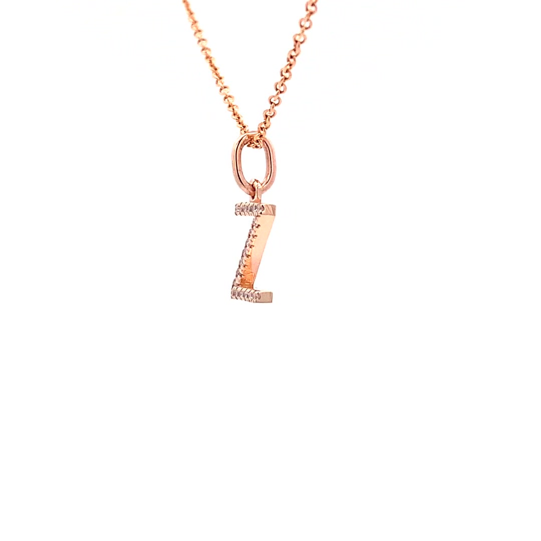 14K Gold Initial Diamond Pendant Z(0.07ct) - dagatchi.com