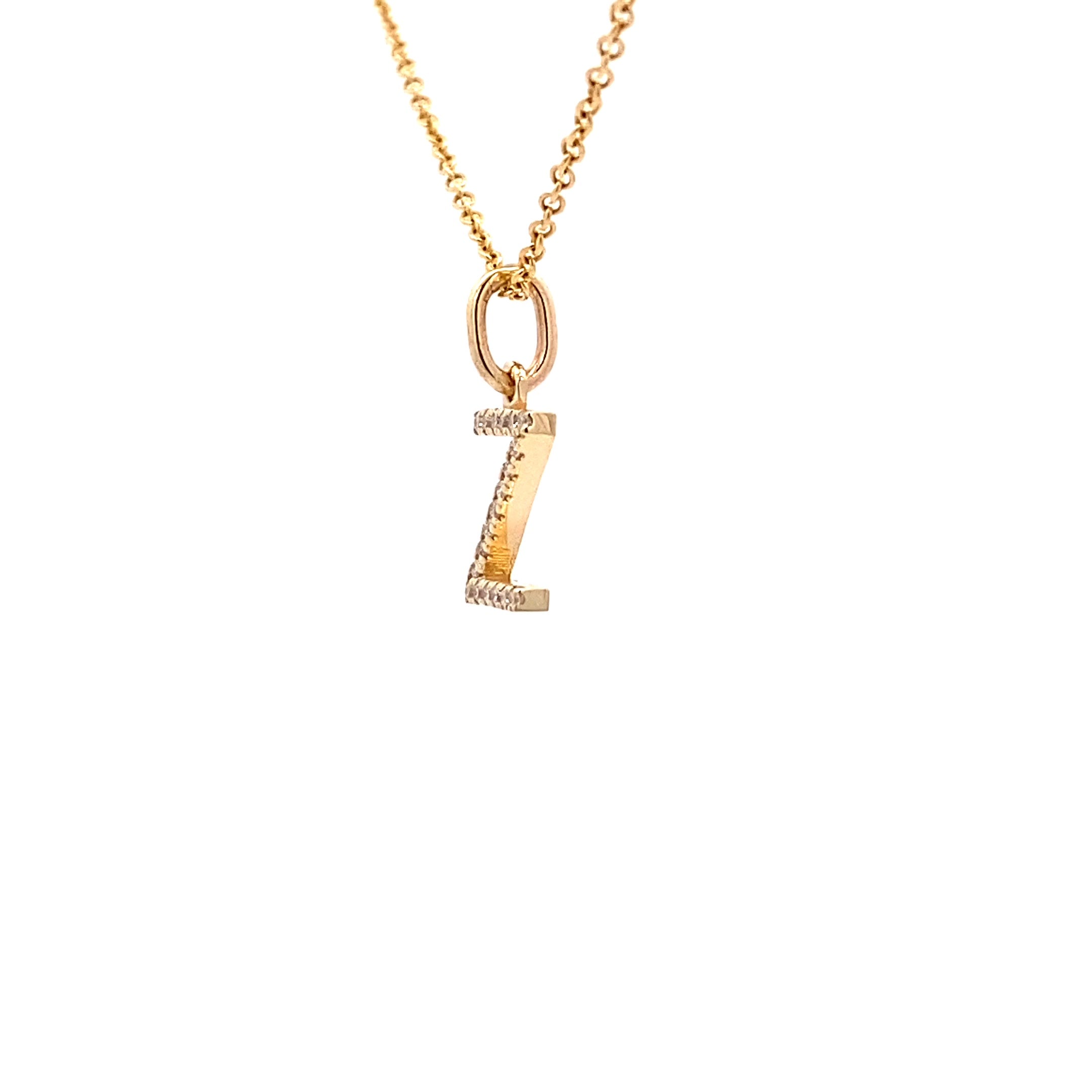 14K Gold Initial Diamond Pendant Z(0.07ct) - dagatchi.com