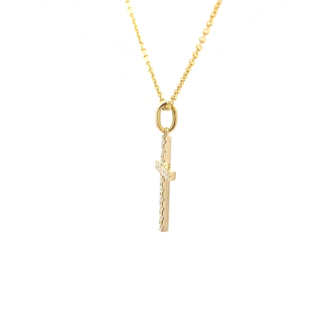 14K Gold 16 Diamond Cross Pendant(0.18ct) - dagatchi.com