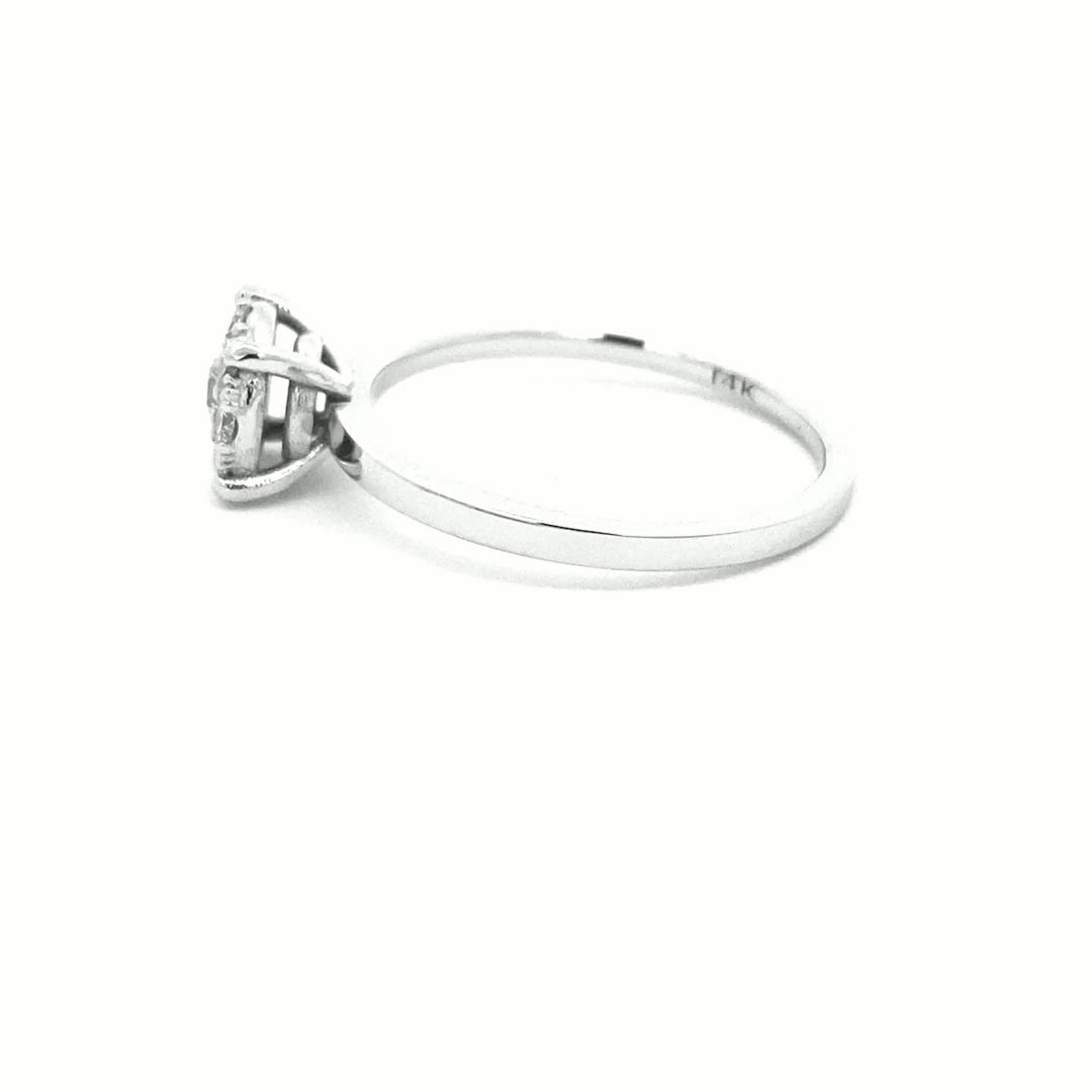 14K White Gold Diamond Round Cluster Solitaire Ring(0.39ct) - dagatchi.com