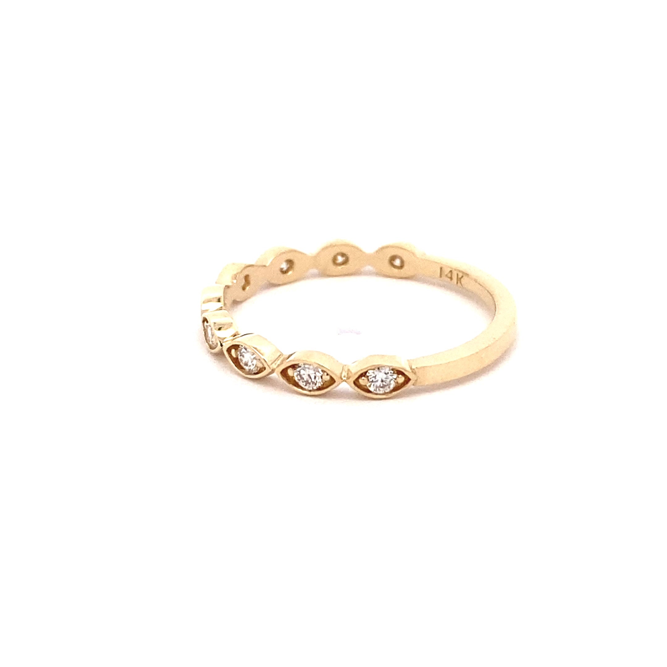 14K Gold Connected Leaf Sparkle Ring(0.27ct) - dagatchi.com