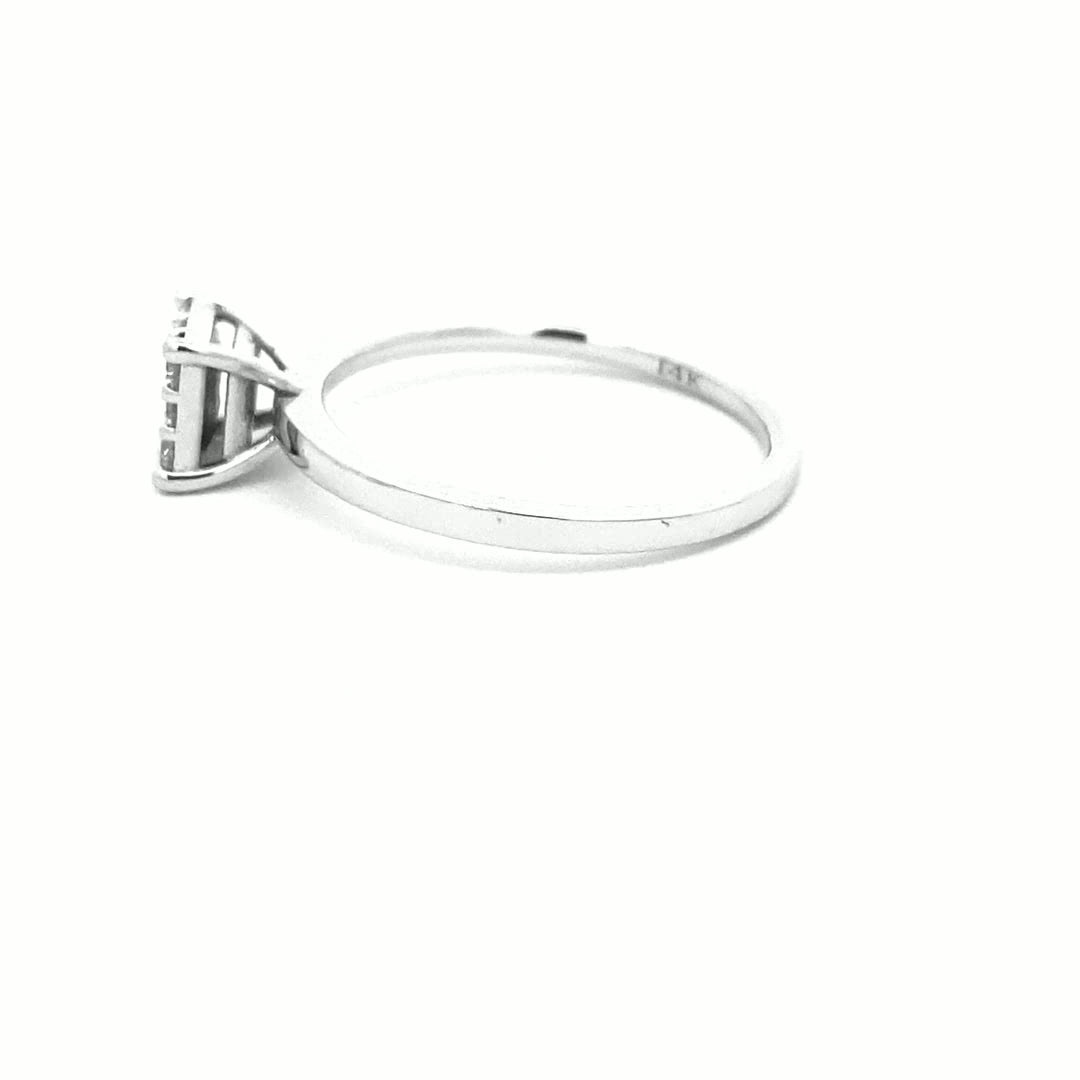 14K White Gold Diamond Square Cluster Solitaire Ring(0.28ct) - dagatchi.com