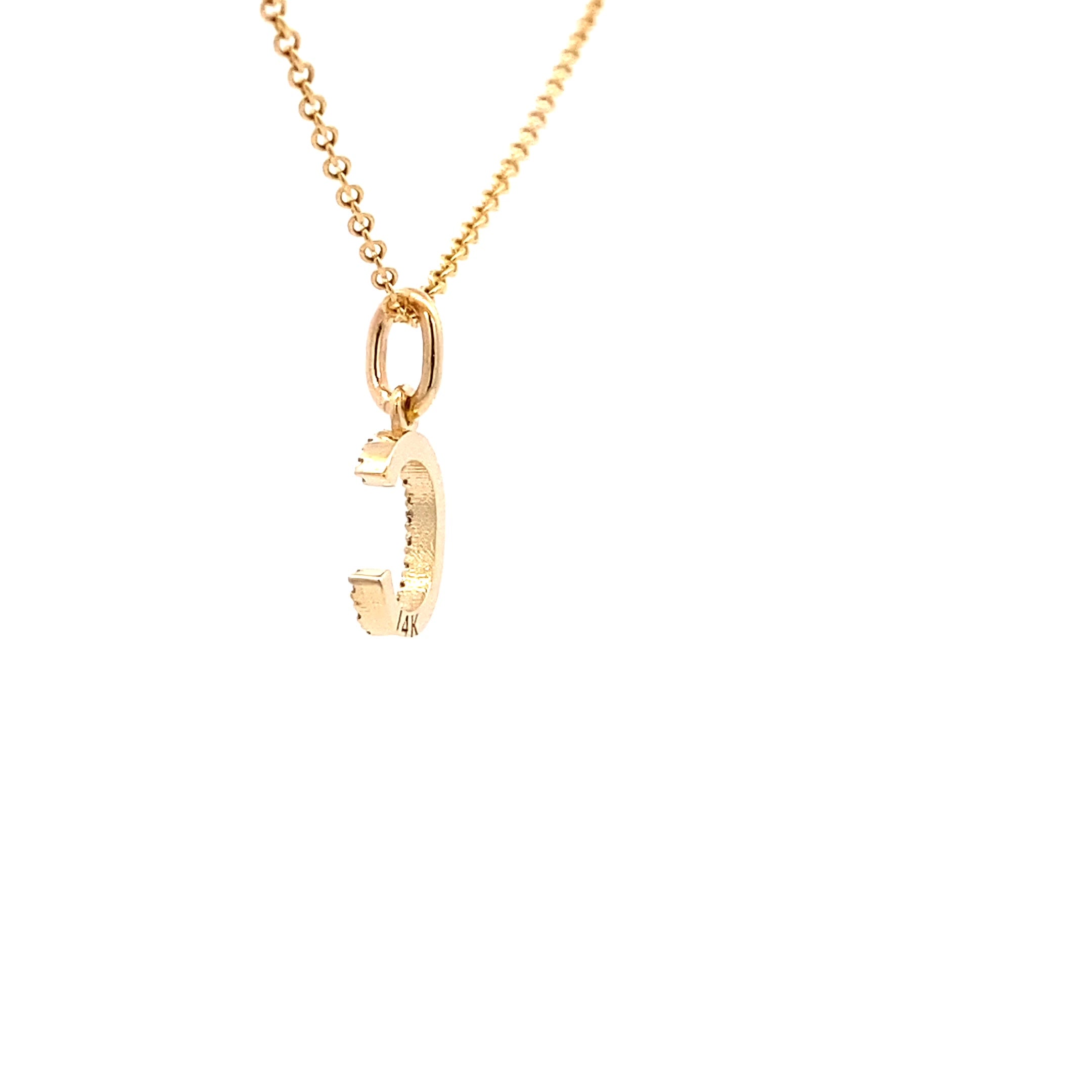 14K Gold Initial Diamond Pendant C(0.06ct) - dagatchi.com