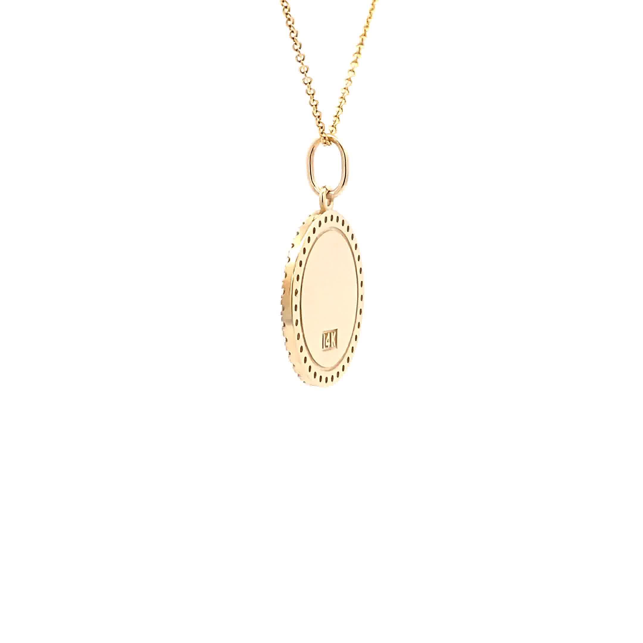 14K Gold 18mm Zodiac Sign Aquarius  Diamond  Pendants(0.45ct) - dagatchi.com