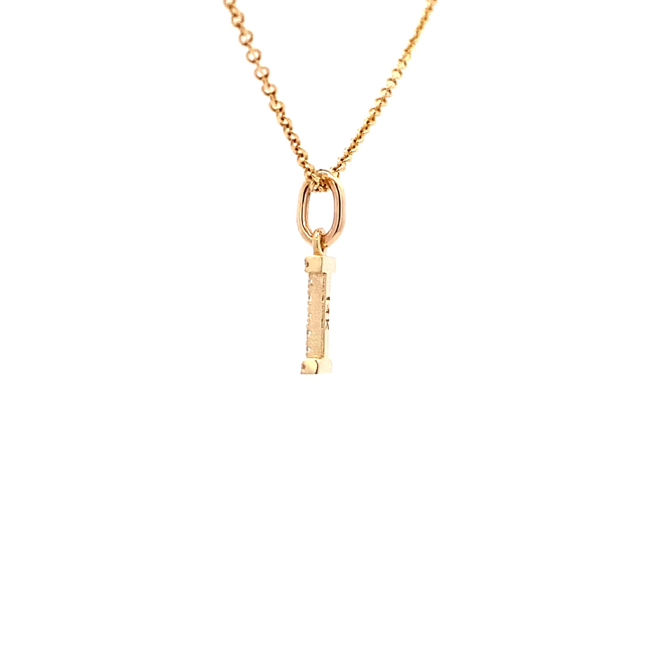 14K Gold Initial Diamond Pendant I(0.04ct) - dagatchi.com