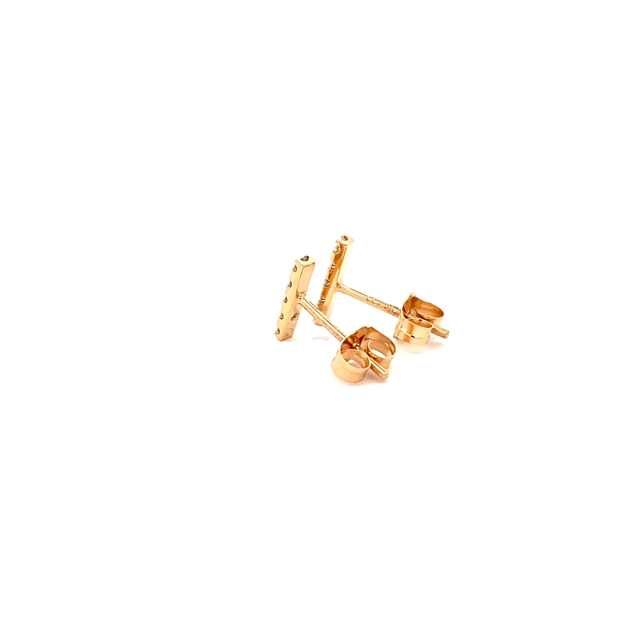 14K Gold 10-Diamond Bar Earrings (0.21ct) - dagatchi.com