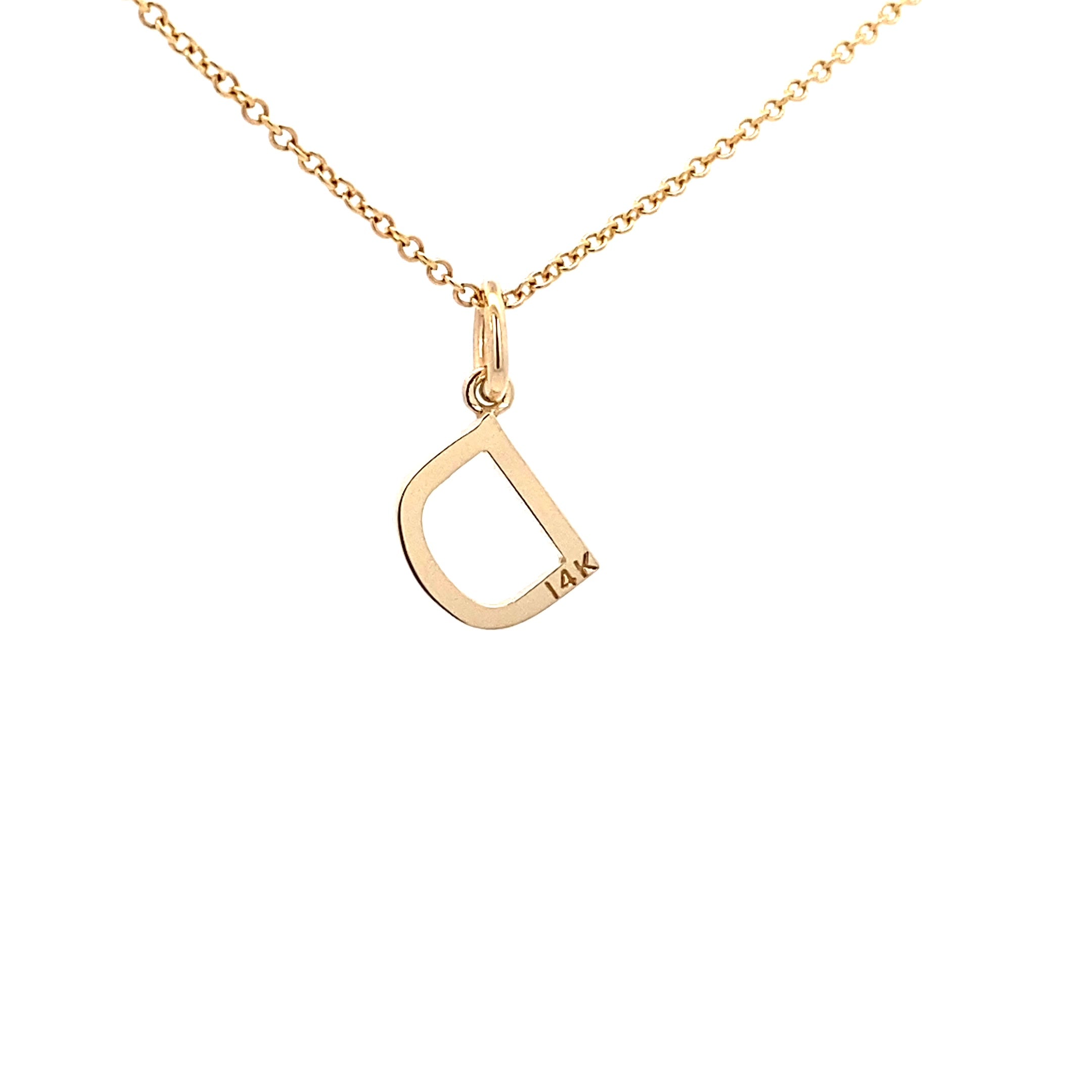 14K Gold Initial Diamond Pendant D(0.08ct) - dagatchi.com