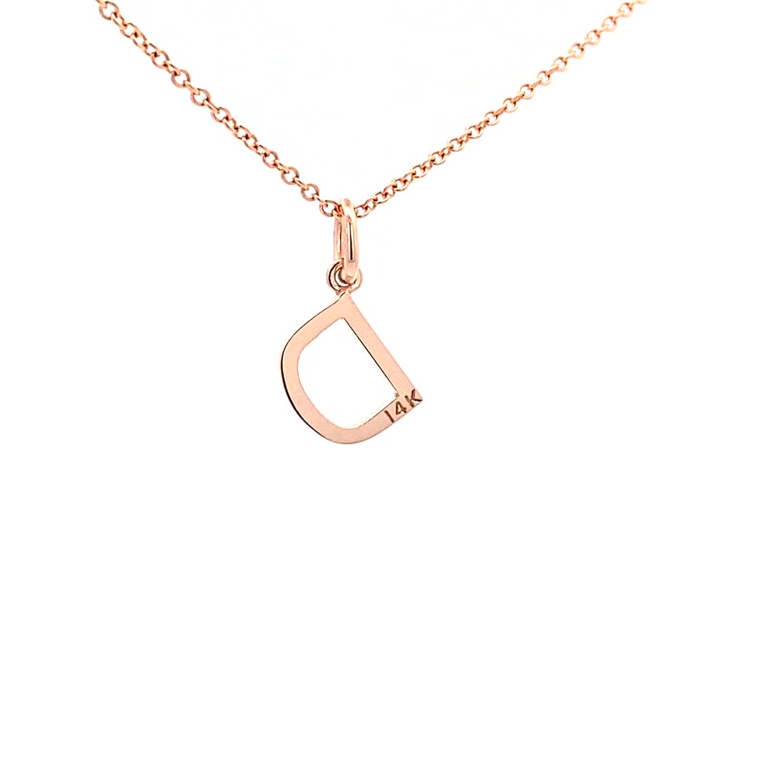 14K Gold Initial Diamond Pendant D(0.08ct) - dagatchi.com