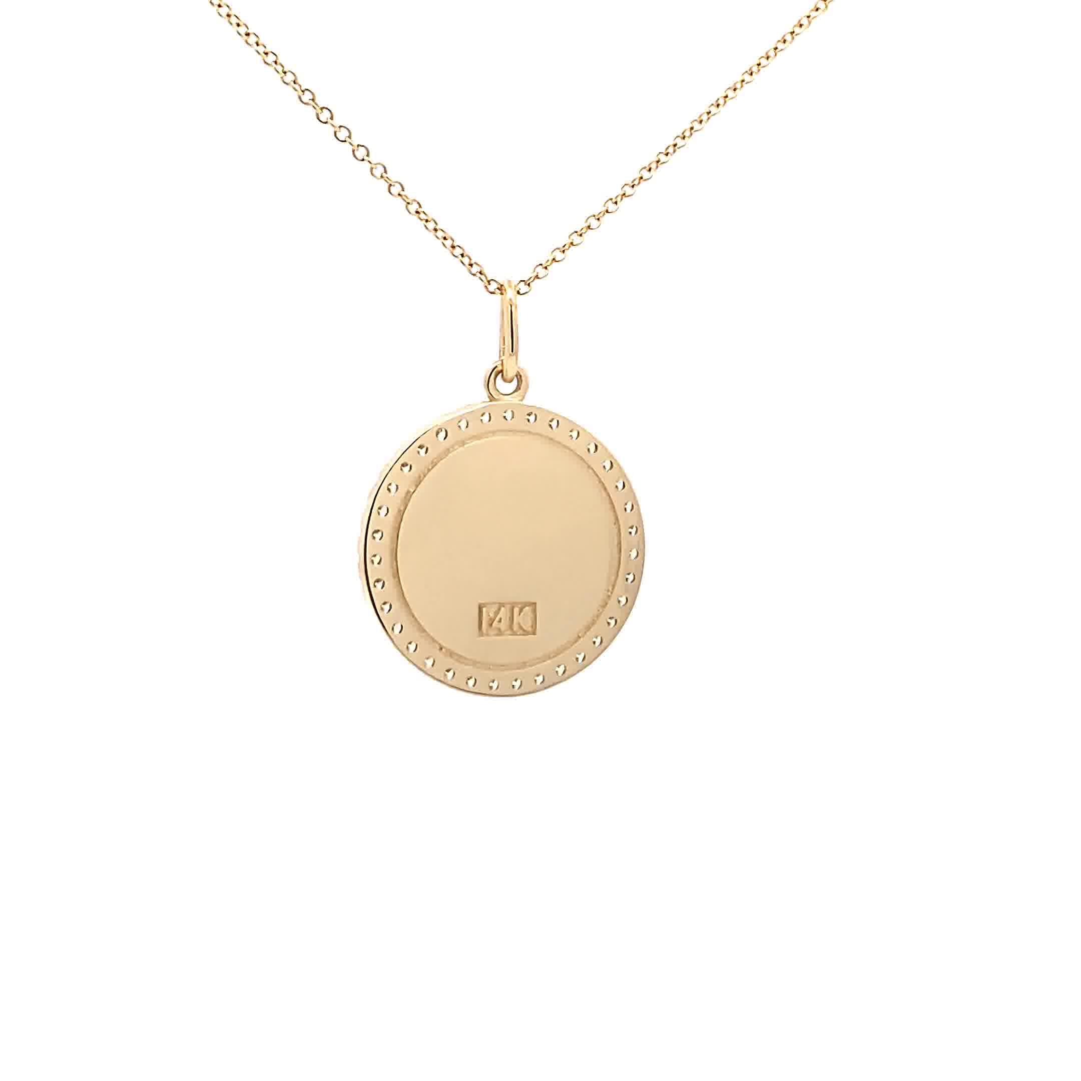 14K Gold 18mm Zodiac Sign Aries  Diamond  Pendants(0.45ct) - dagatchi.com