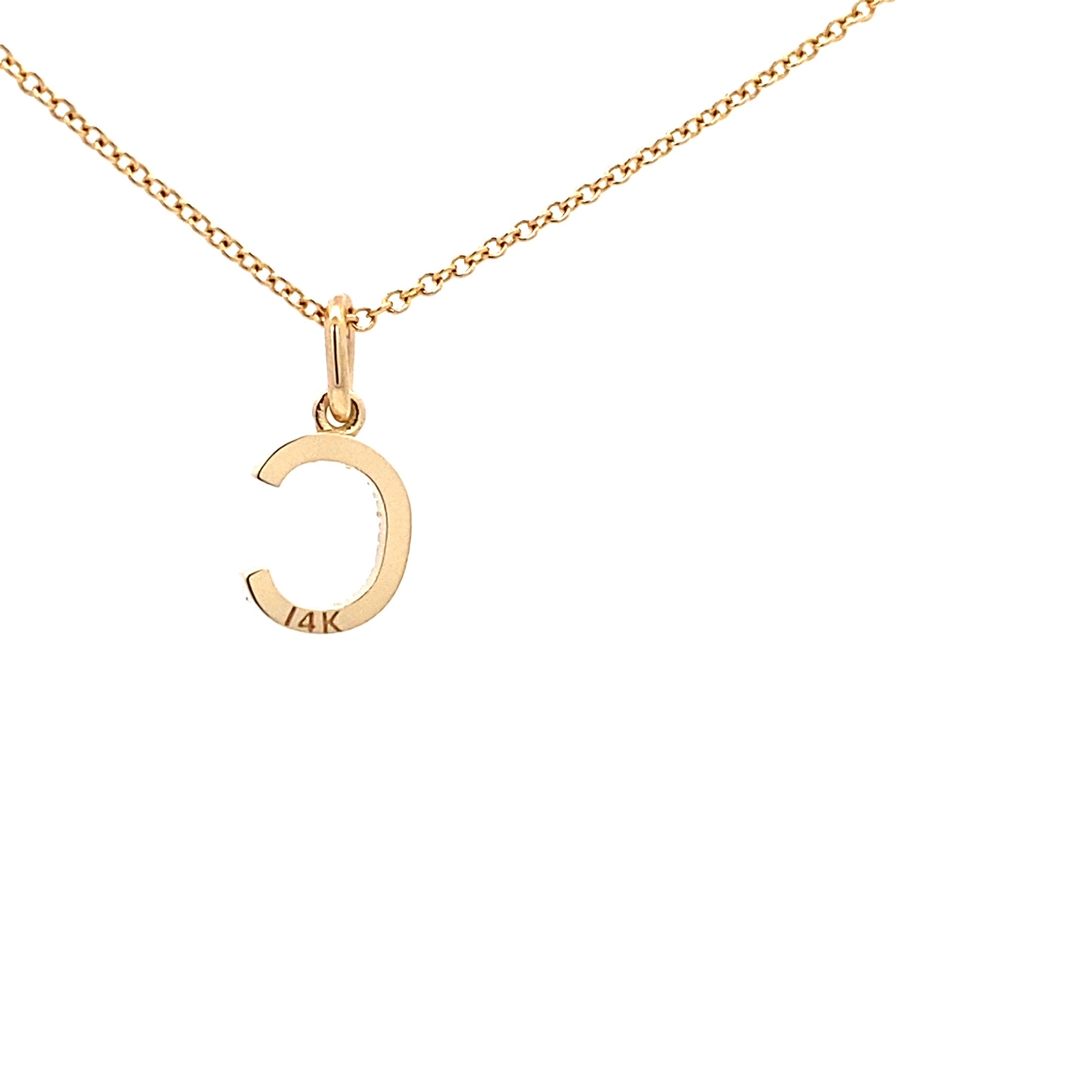 14K Gold Initial Diamond Pendant C(0.06ct) - dagatchi.com