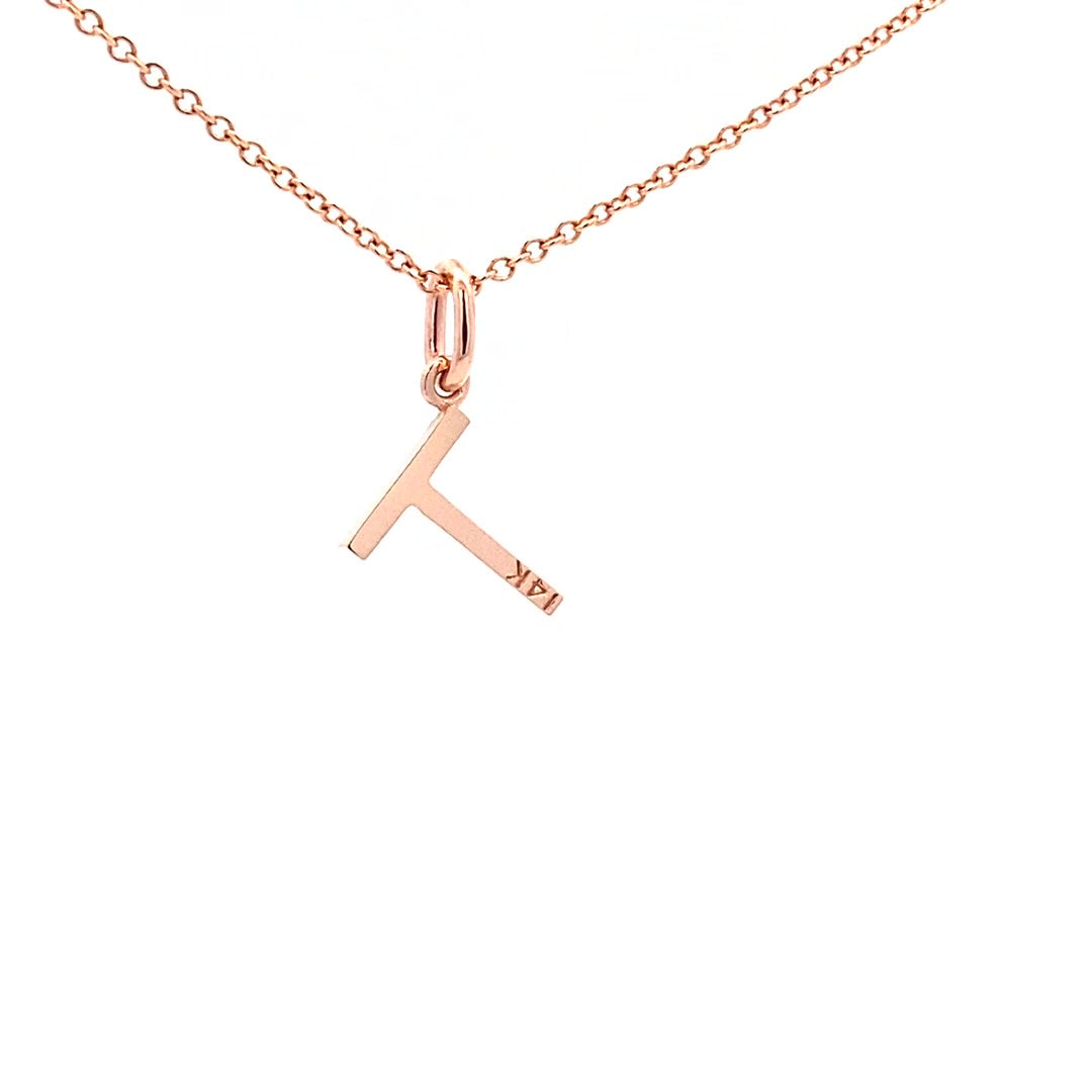 14K Gold Initial Diamond Pendant T(0.05ct) - dagatchi.com