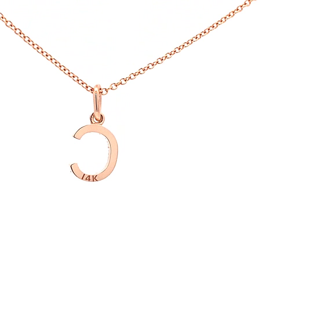 14K Gold Initial Diamond Pendant C(0.06ct) - dagatchi.com