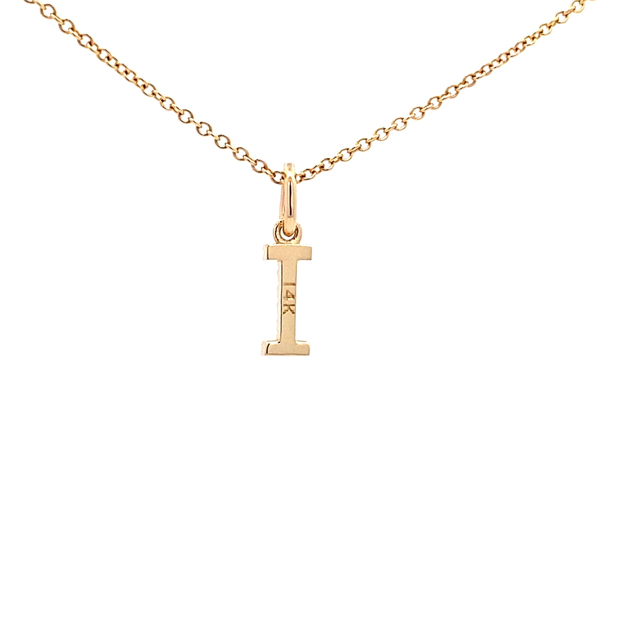 14K Gold Initial Diamond Pendant I(0.04ct) - dagatchi.com