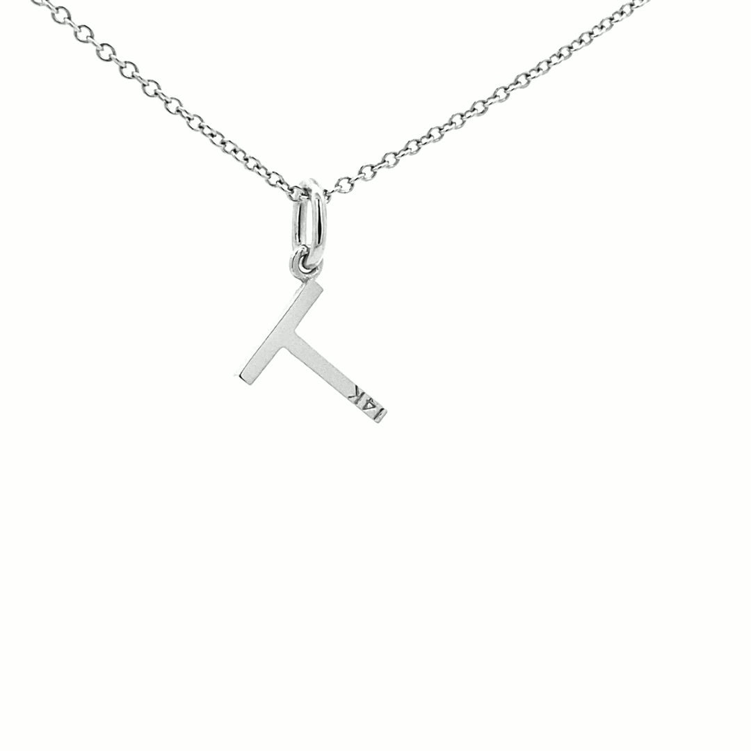 14K Gold Initial Diamond Pendant T(0.05ct) - dagatchi.com