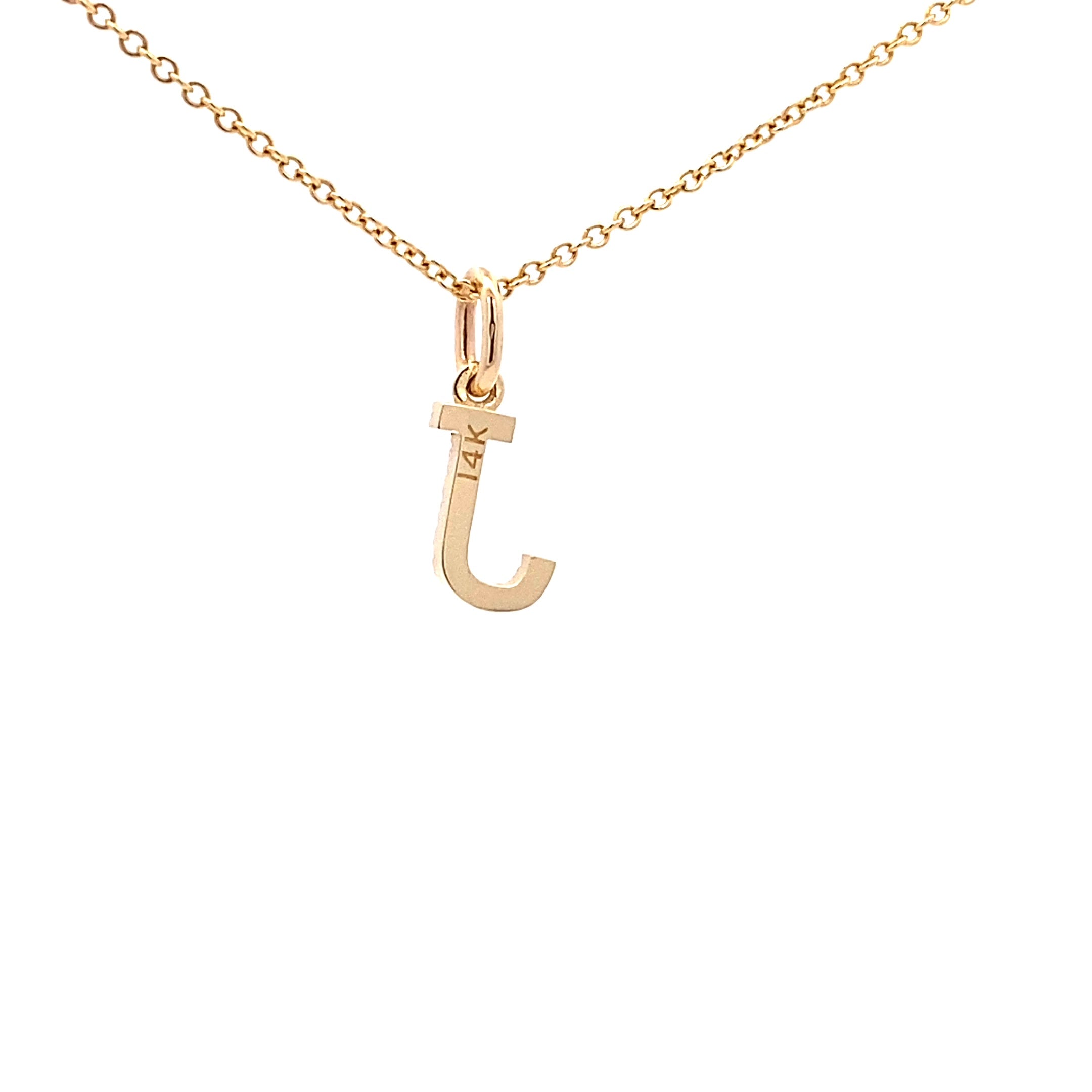 14K Gold Initial Diamond Pendant J(0.05ct) - dagatchi.com