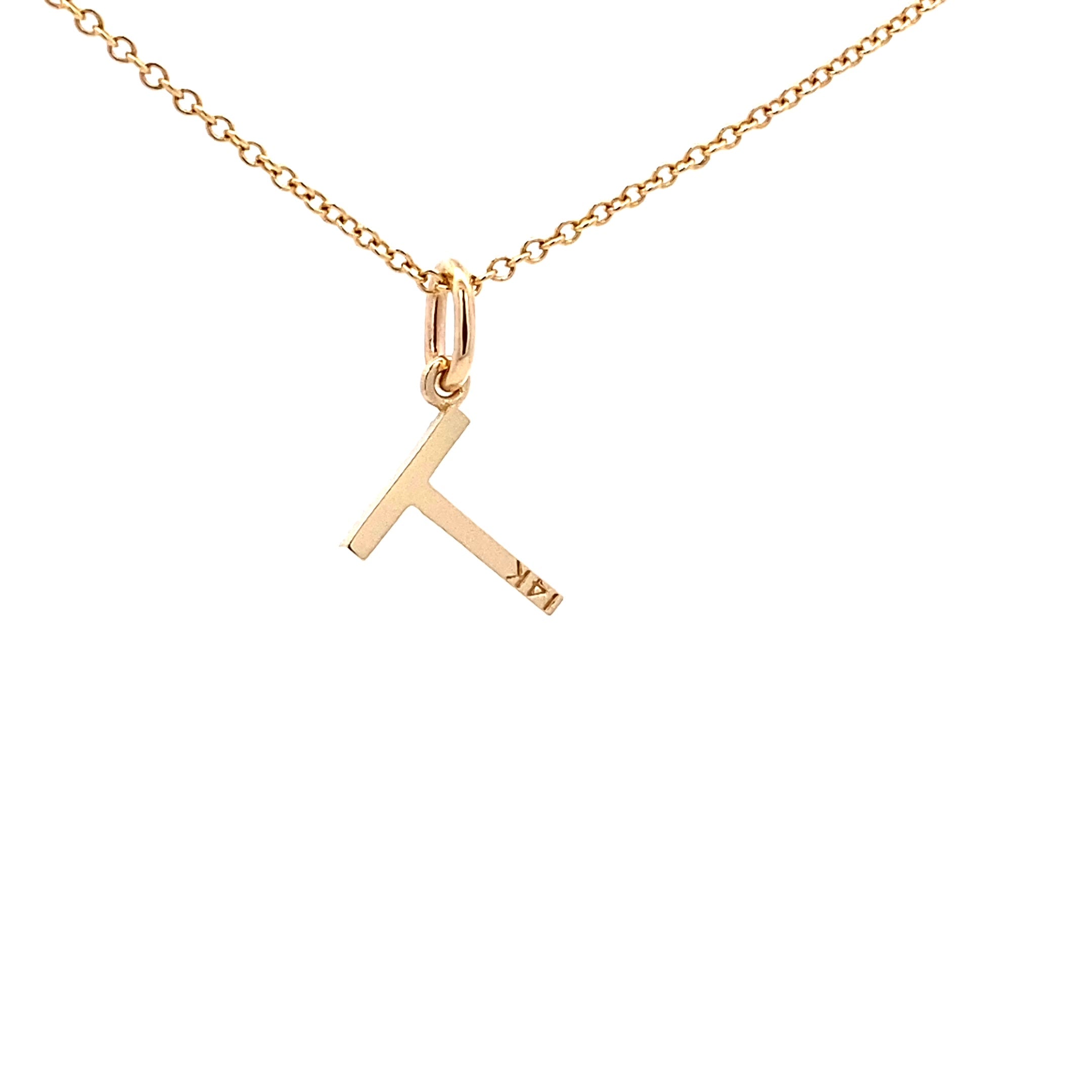 14K Gold Initial Diamond Pendant T(0.05ct) - dagatchi.com