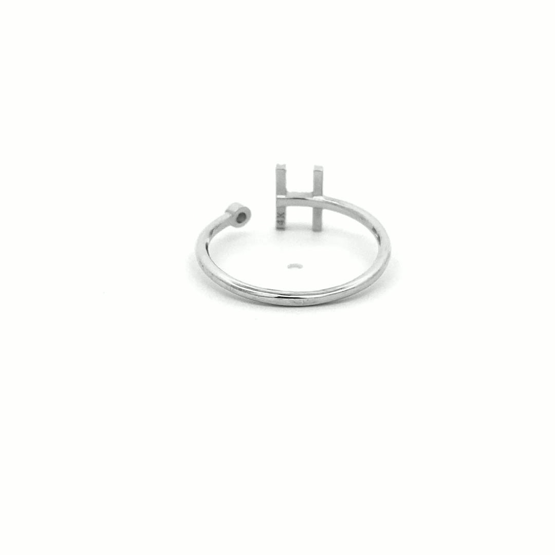 14K Gold Diamond Initial Ring H(0.08ct) - dagatchi.com