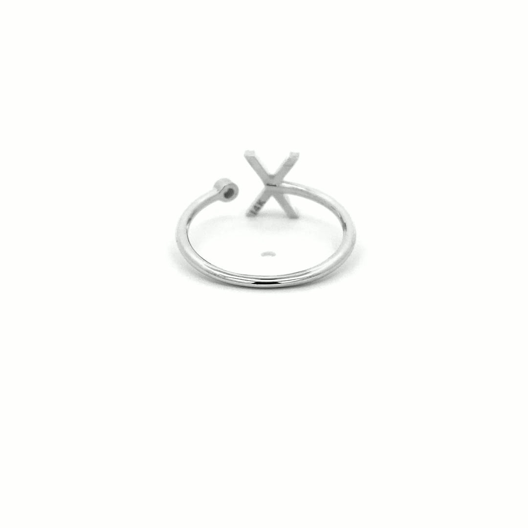 14K Gold Diamond Initial Ring X(0.08ct) - dagatchi.com