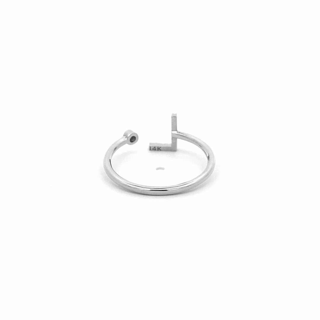 14K Gold Diamond Initial Ring L(0.06ct) - dagatchi.com