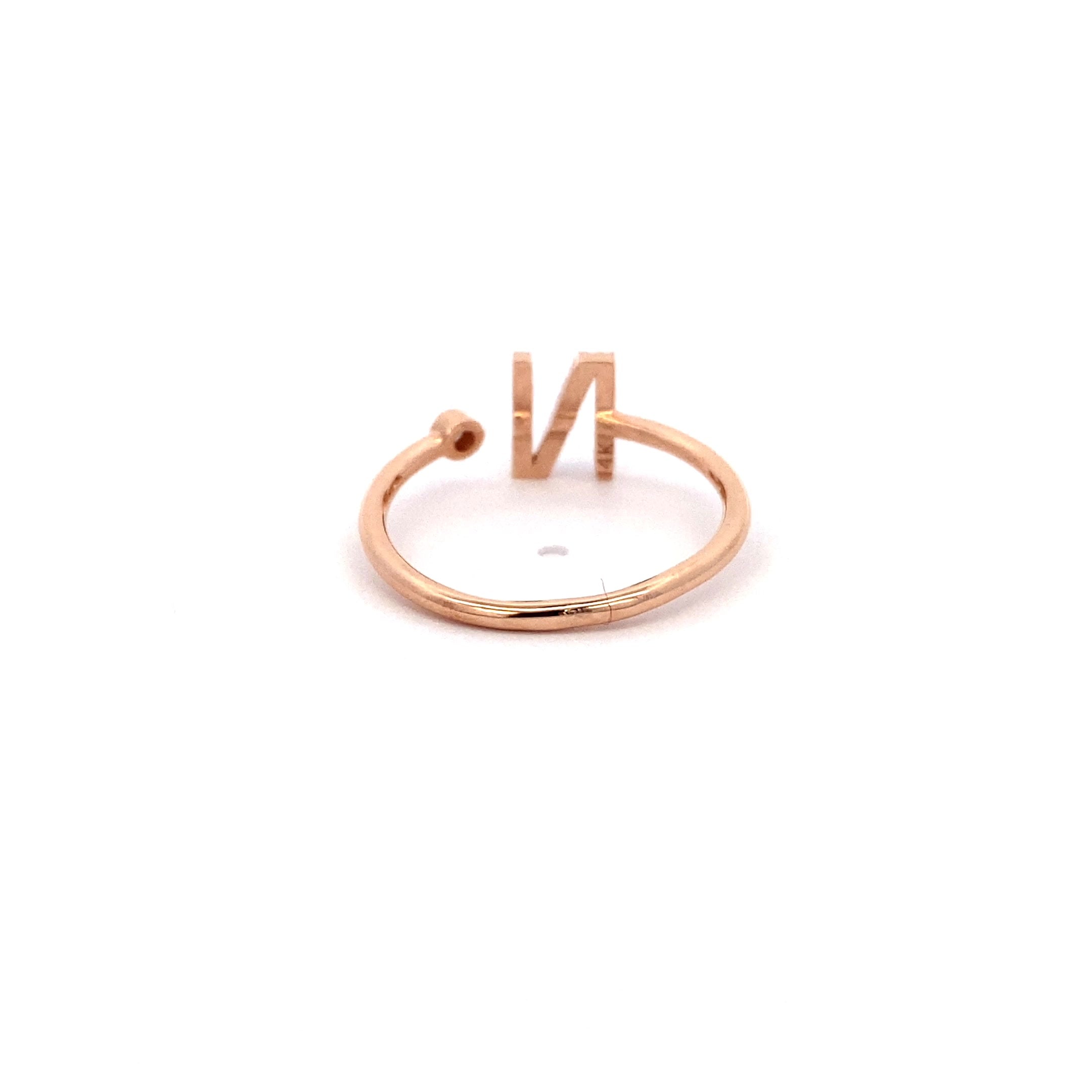 14K Gold Diamond Initial Ring N(0.10ct) - dagatchi.com