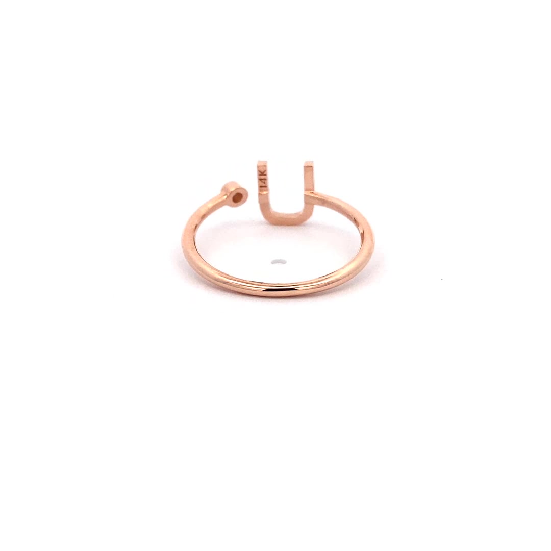 14K Gold Diamond Initial Ring U(0.09ct) - dagatchi.com