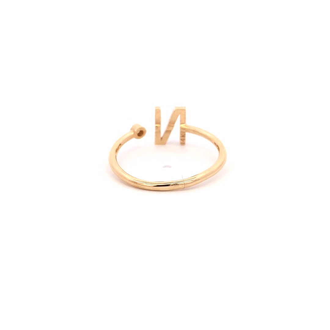 14K Gold Diamond Initial Ring N(0.10ct) - dagatchi.com