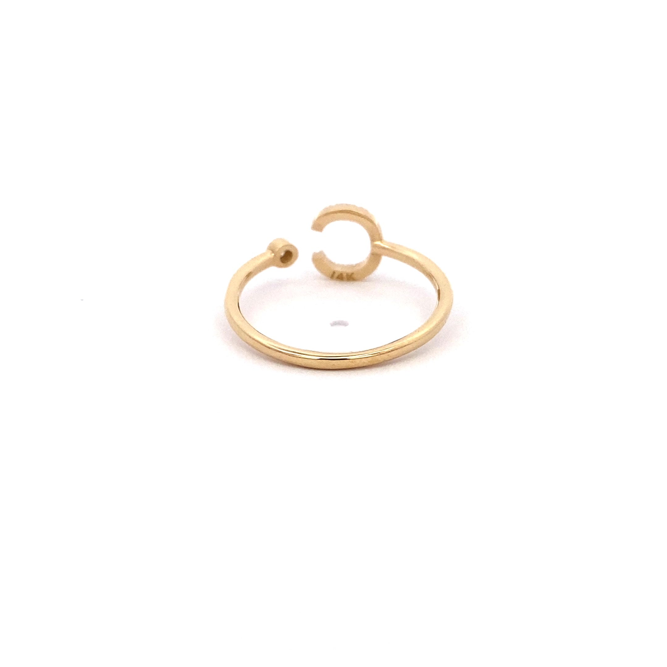 14K Gold Diamond Initial Ring C(0.08ct) - dagatchi.com