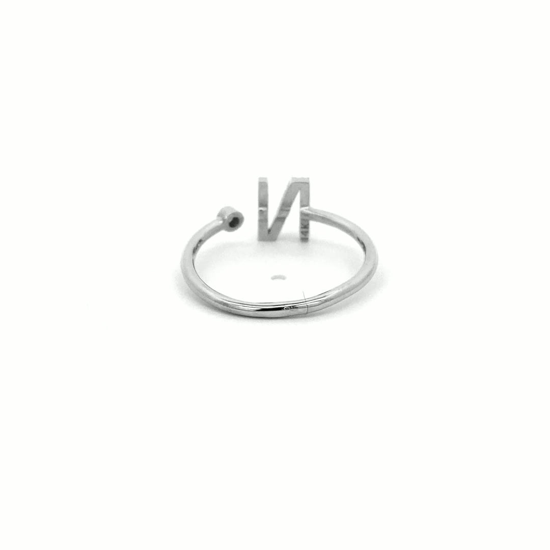 14K Gold Diamond Initial Ring N(0.10ct) - dagatchi.com