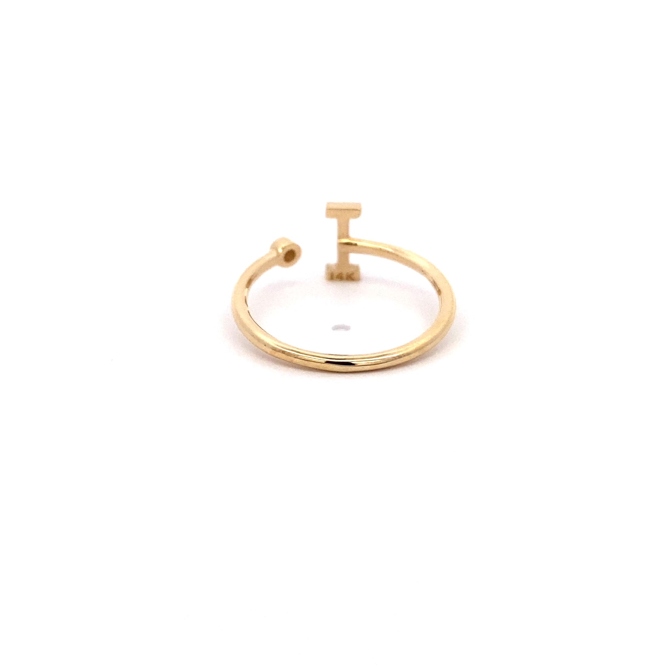 14K Gold Diamond Initial Ring I(0.06ct) - dagatchi.com