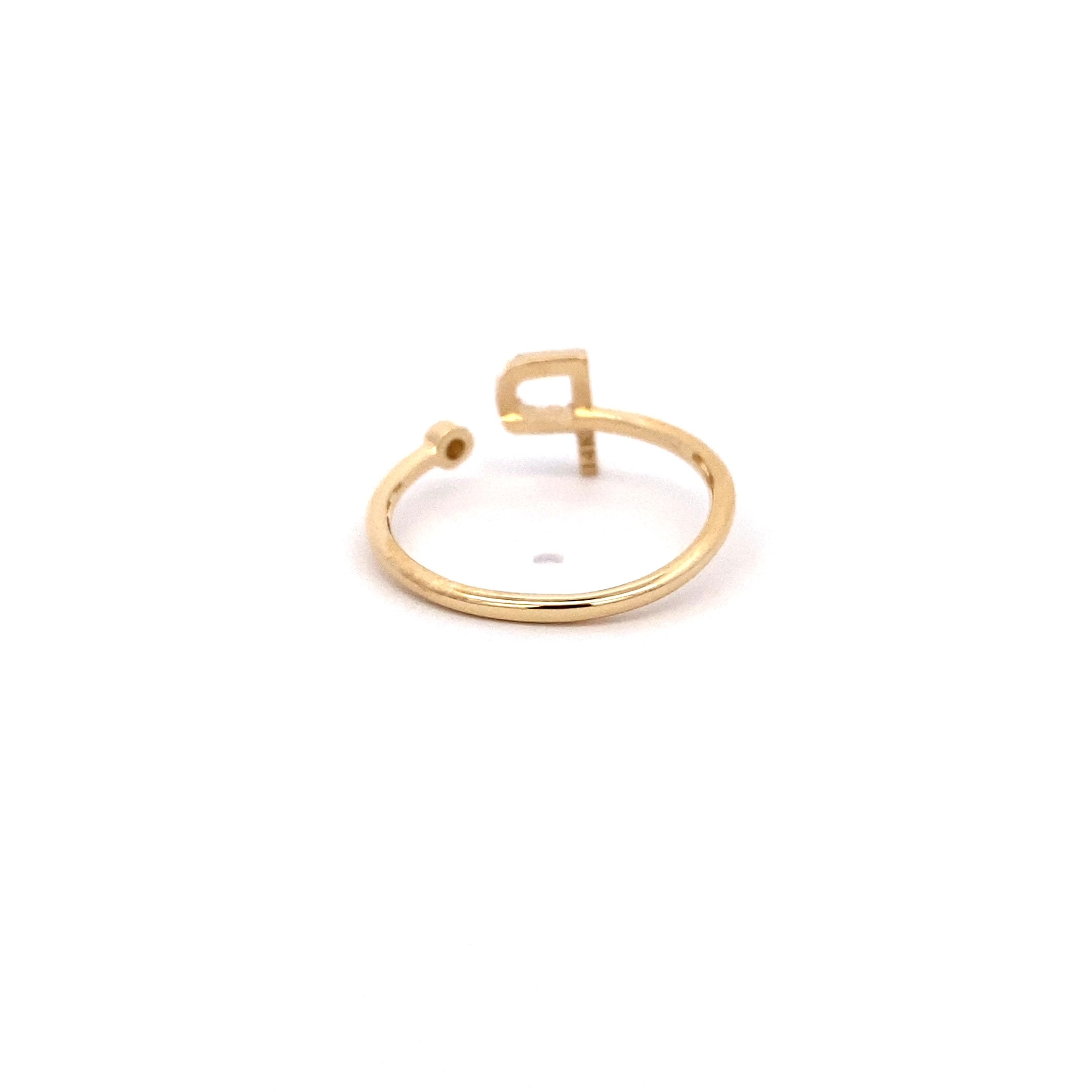 14K Gold Diamond Initial Ring P(0.08ct) - dagatchi.com