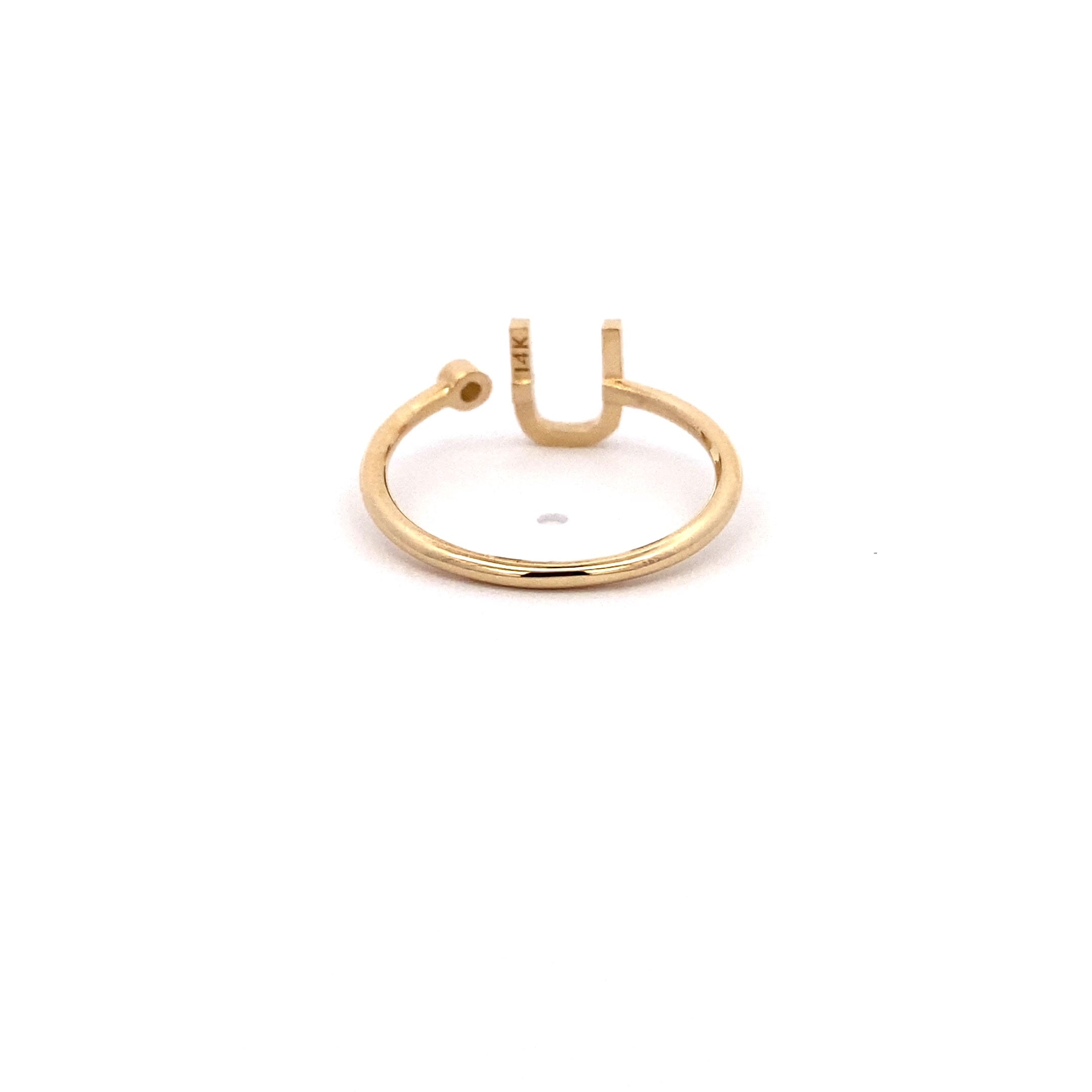14K Gold Diamond Initial Ring U(0.09ct) - dagatchi.com
