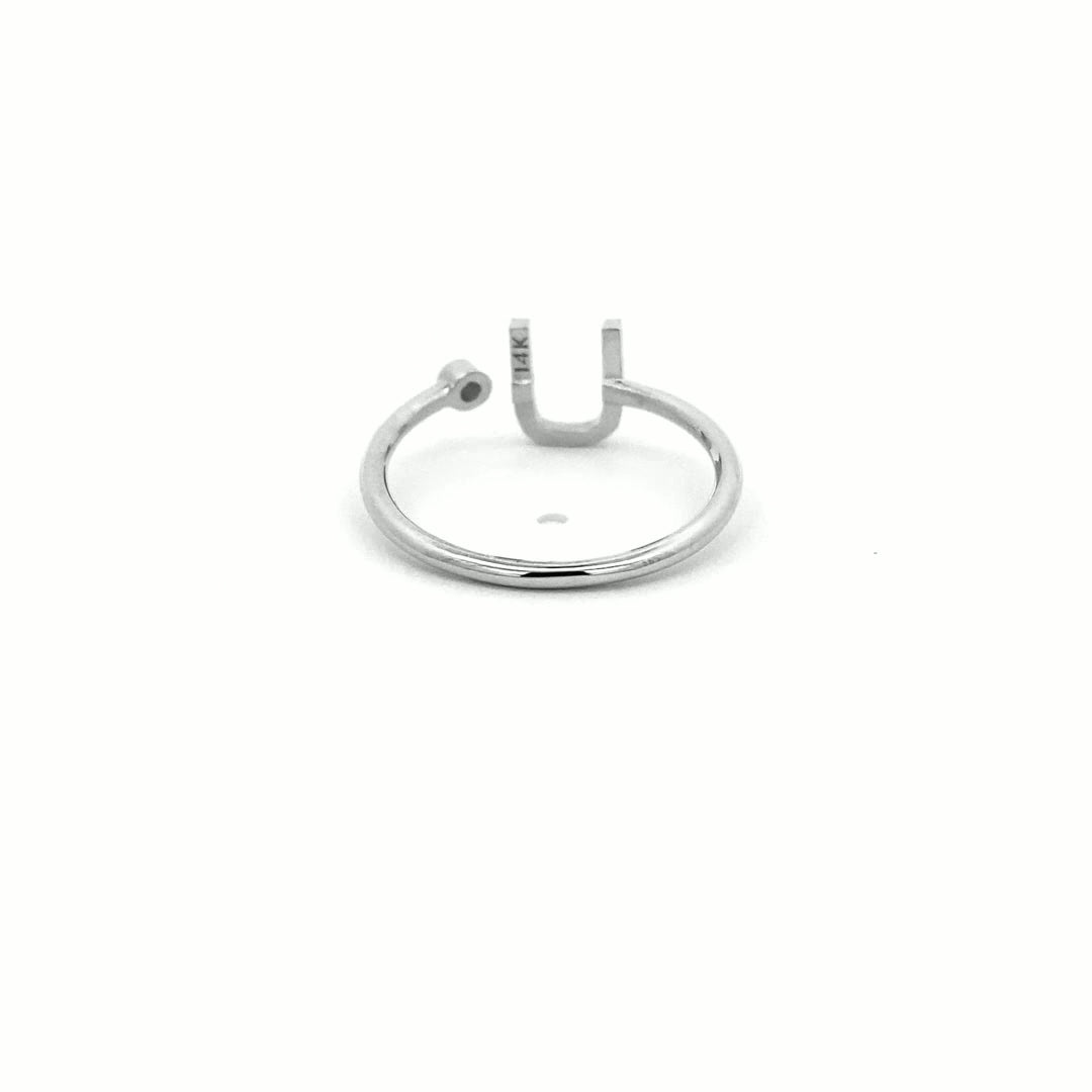 14K Gold Diamond Initial Ring U(0.09ct) - dagatchi.com