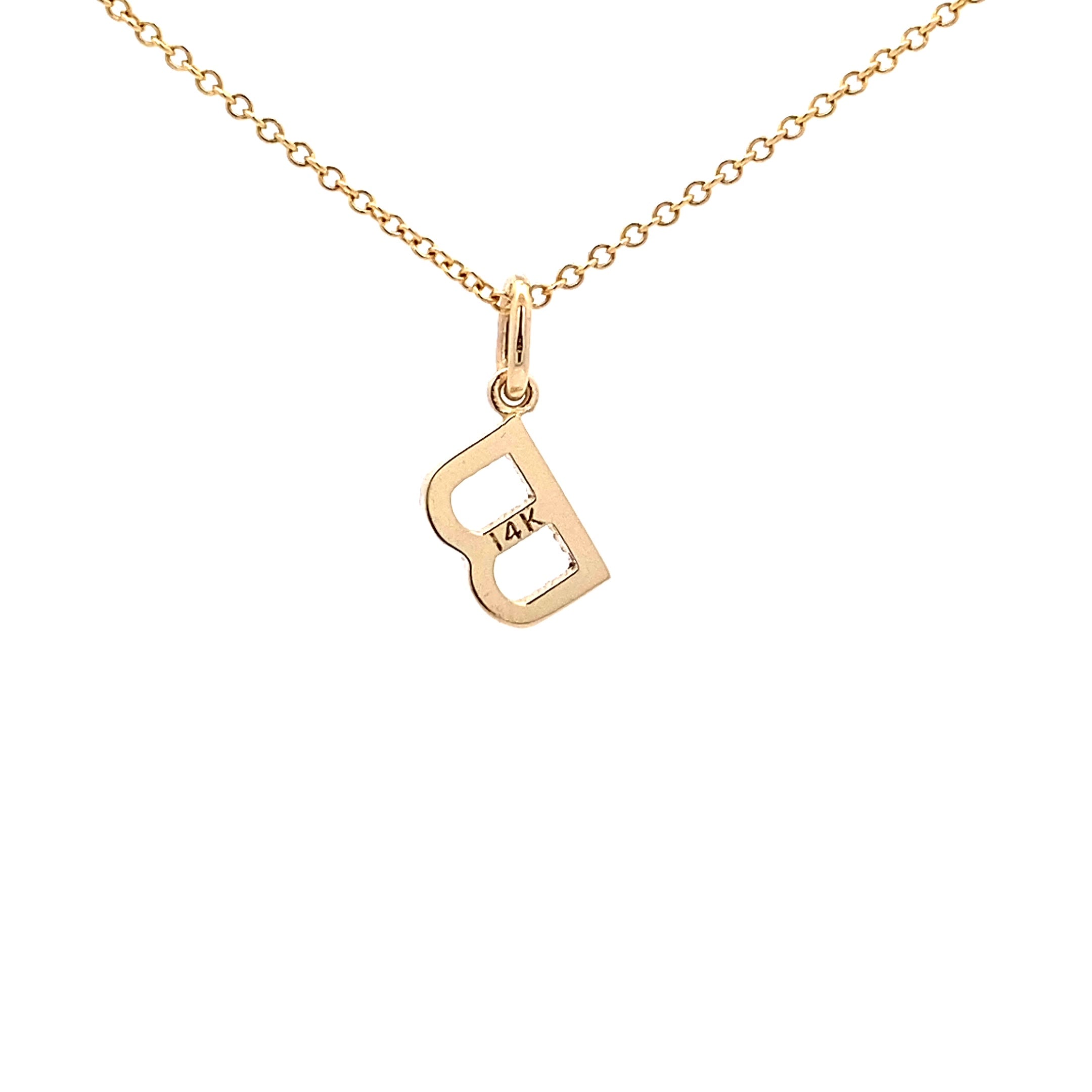 14K Gold Diamond Initial Pendant B(0.08ct) - dagatchi.com